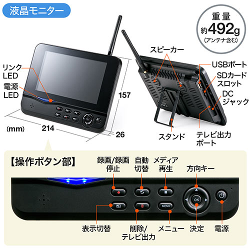 防犯カメラ モニターセット ワイヤレス 4台カメラセット 屋外 防水カメラ Sdカード Usbメモリ録画対応 Ez4 Cam035 4 激安通販のイーサプライ 防犯カメラ モニターセット ワイヤレス 4台カメラセット 屋外 防水カメラ Sdカード Usbメモリ録画対応 Ez4 Cam035 4 激安通販のイーサプライ