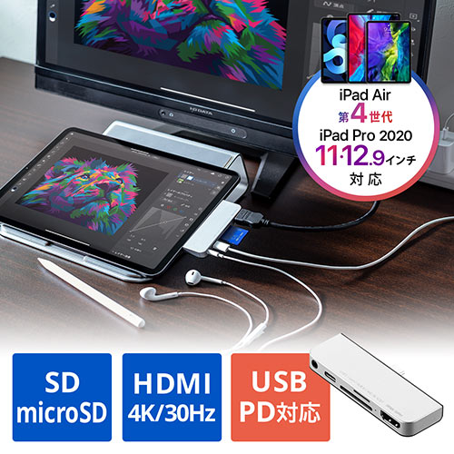 iPad Pro専用ドッキングハブ（USB PD対応・HDMI出力・4K/30Hz・USB