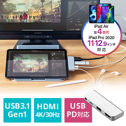 iPad Pro専用ドッキングハブ（USB PD対応・HDMI出力・4K/30Hz