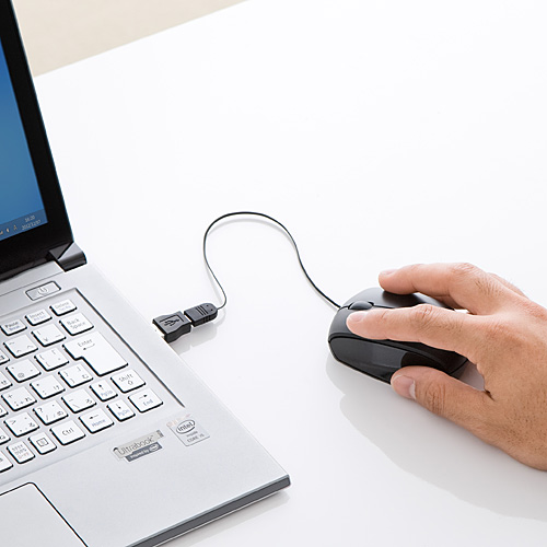Microusbマウス ケーブル巻取り Android Windows Mac対応 Usb変換アダプタ付き Ez4 Ma063bk 激安通販のイーサプライ