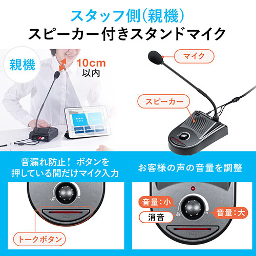 マイク スピーカーシステム 窓口業務 カウンター 受付 インターホン 配線工事不要 ソーシャルディスタンス Ez4 Mcip001 激安通販のイーサプライ
