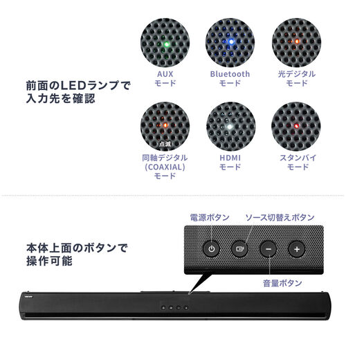 テレビスピーカー Bluetooth対応 サウンドバースピーカー Hdmi搭載 光デジタル 3 5mm接続対応 高音質 薄型 100w Ez4 Sp084 激安通販のイーサプライ