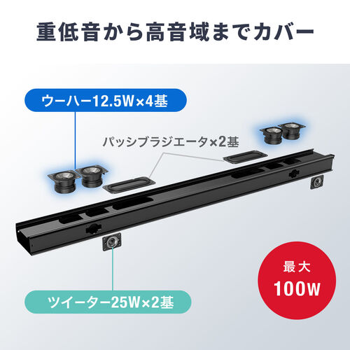 テレビスピーカー Bluetooth対応 サウンドバースピーカー Hdmi搭載 光デジタル 3 5mm接続対応 高音質 薄型 100w Ez4 Sp084 激安通販のイーサプライ