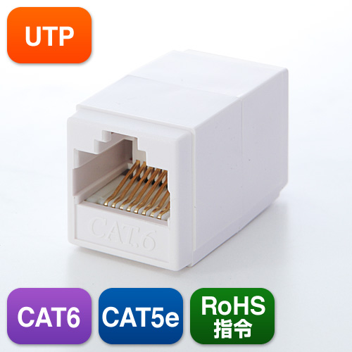 CAT6ケーブルを中継、延長可能なギガビット完全対応のUTP中継アダプタ。