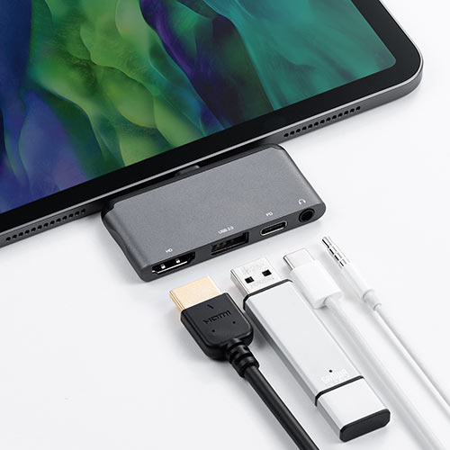 Type C Hdmi変換アダプター Usbハブ Pd充電 ヘッドセット接続対応 4k 60hz Hdr対応 Ipad Pro対応 Ez5 Kc036cmh 激安通販のイーサプライ