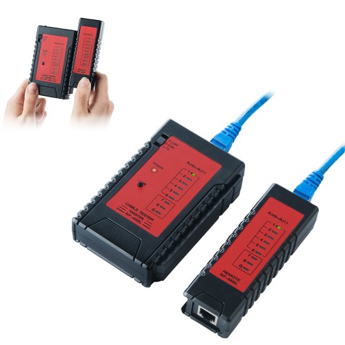 LANテスター(LANケーブル/RJ-45・モジュラーケーブル/RJ-11対応・LEDライト内蔵・親機・子機脱着可能)