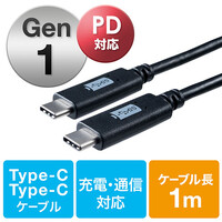 USB タイプCケーブル(USB3.1・Gen1・USB PD対応・Type-Cオス/Type-Cオス・USB-IF認証済み・1m・ブラック)