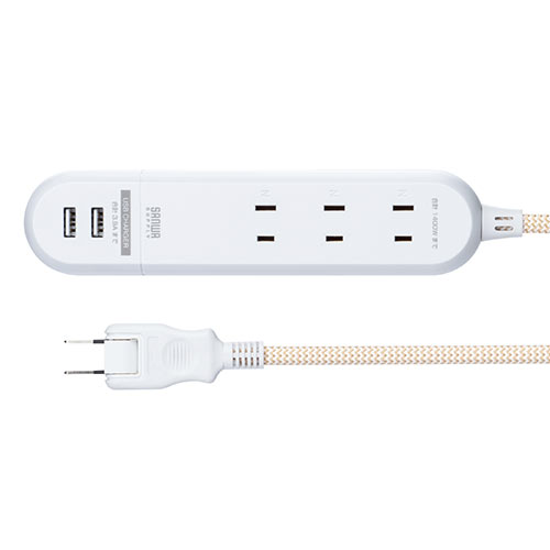 電源タップ Usb充電 最大3 9a おしゃれコード採用 ファブリック こたつコード使用 1m ライトブラウン Ez7 Tap041lbr 激安通販のイーサプライ
