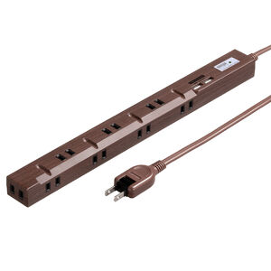 USBポート＆雷ガード付き・8個口・ダークブラウン