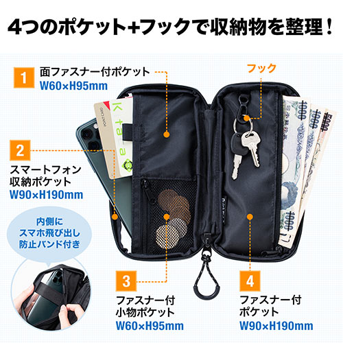 スマートポーチ 防滴 自転車用サイクルポーチ ライドポーチ Iphone スマートフォン 小物入れ お金 小銭 カード収納 サイクルジャージ対応 ブラック Ez8 Bycp001 激安通販のイーサプライ