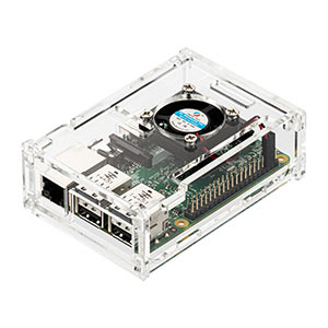 Raspberry Pi専用ケース(Pi 3 Model B/Pi 2 Model B/Pi Model B+対応・ファン付・ネジ付・クリア)