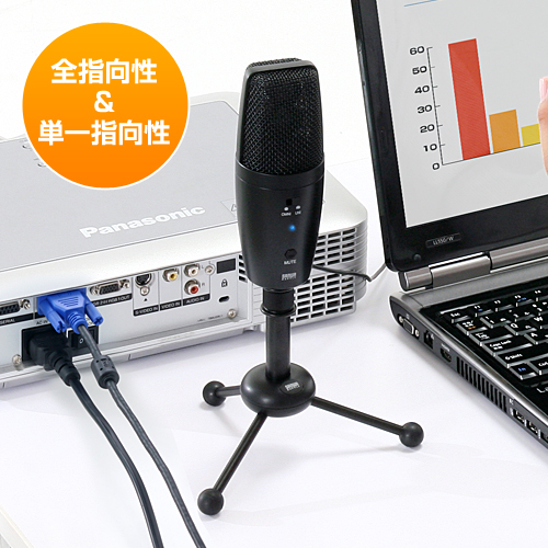 PCマイク（USB・無指向性・全指向性・高感度・高音質・Web会議・オンライン授業・スタンド型・Skype・Zoom・Teams・ミュート） EEA-MC001 サンワダイレクト