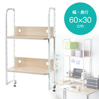 机上ラック(木製・2段・モニター台・卓上ラック・幅60cm・奥行30cm・クランプ式・デスク用・上置棚・ハイタイプ・13段階・高さ調整・簡単取付)