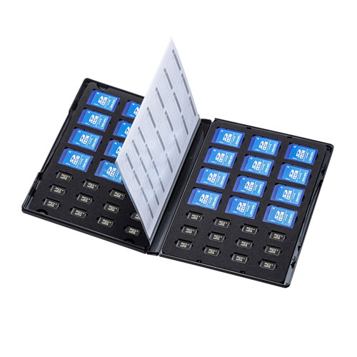 メモリーカード収納ケース（DVDトールケース型・SDカード、microSDカード用・合計48枚収納可能） FC-MMC28SDM サンワサプライ