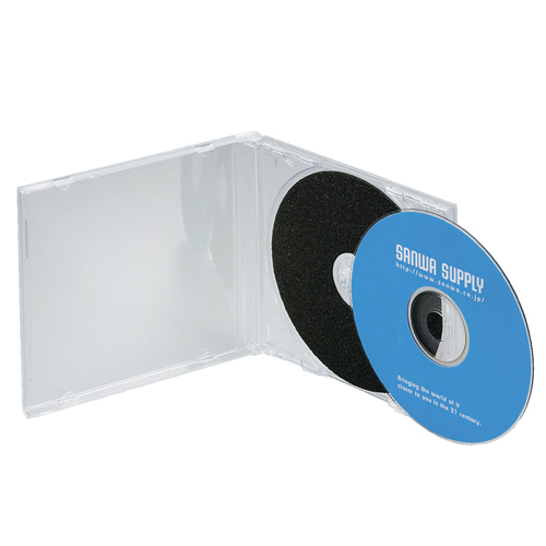 【サンワサプライ】CD・DVD10mm幅プラケース・ジャケット収納可能・保護マット付き(クリア・3枚セット)