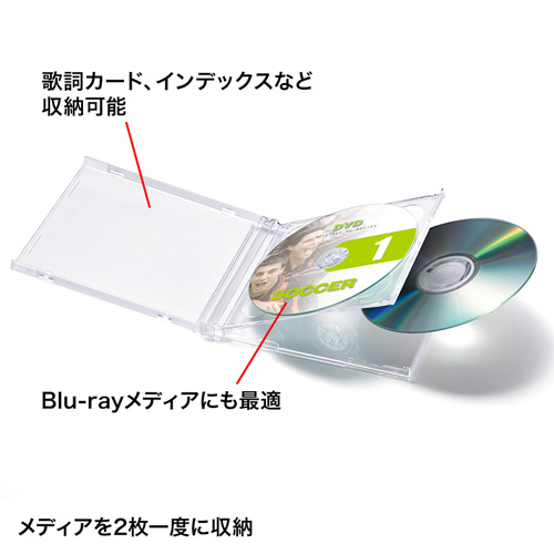 ディスクケース クリア 10mm Dvd Cd 保管 収納 メディア プラスチック 標準 Fcd 22cn サンワサプライ Fcd 22cn 激安通販のイーサプライ