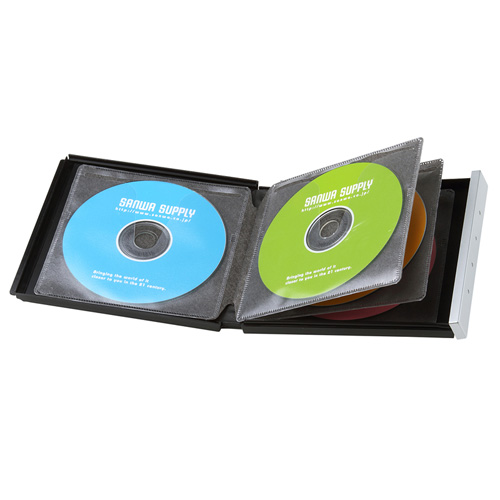 ディスクケース(8枚まで収納・メディア・CD・DVD・ブルーレイ対応・ハードタイプ・ポータブル・保護・保管・ブラック) FCD-JKBD8BK サンワサプライ