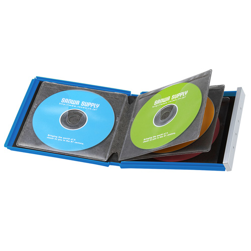 ディスクケース(メディア・DVD・CD・ブルーレイ対応・8枚まで収納・ポータブル・保管・保護・ブルー・ハードタイプ) FCD-JKBD8BL サンワサプライ