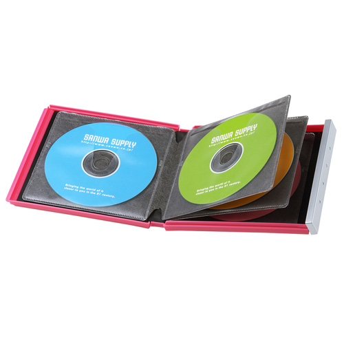ディスクケース(8枚まで収納・メディア・CD・DVD・ブルーレイ対応・ピンク・保管・保護・ポータブル・ハードタイプ) FCD-JKBD8P サンワサプライ