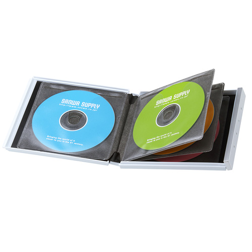 ディスクケース(メディア・CD・DVD・ブルーレイ対応・8枚まで収納・ホワイト・保護・保管・ハードタイプ・ポータブル) FCD-JKBD8W サンワサプライ