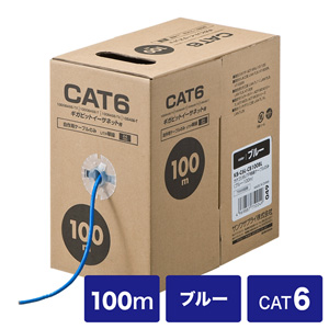 自作用エンハンスドカテゴリCAT6UTP単線ケーブルのみ(100m・ブルー) KB-C6L-CB100BL サンワサプライ
