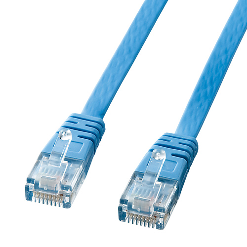 Cat6フラットLANケーブル(10m・ライトブルー)