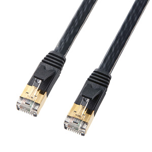 Cat 7 フラットLANケーブル(0.5m・ブラック)