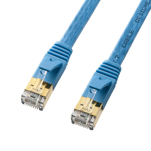 Cat 7 フラットLANケーブル(0.5m・ブルー)
