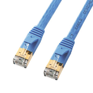 Cat 7 フラットLANケーブル(0.5m・ブルー)