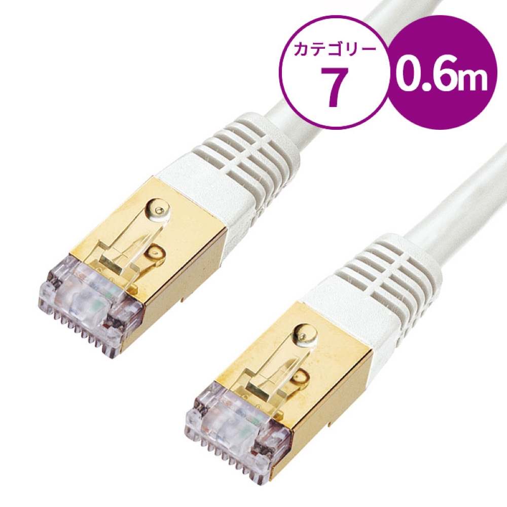 カテゴリ7LANケーブル(0.6m・ホワイト) KB-T7-006WN サンワサプライ