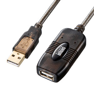 USBリピーターケーブル（アクティブ・USB2.0・5m延長・バスパワー・ソフトウェア不要・ブラック）KB-USB-R205N サンワサプライ