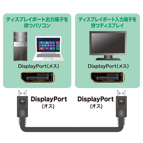 DisplayPortケーブルの接続図