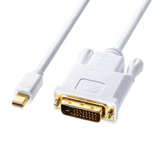 ミニDisplayPort-DVI変換ケーブル(ホワイト・2m)