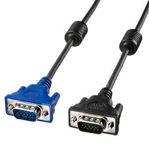 極細ケーブルとコンパクトコネクタのミニD-sub15pinのアナログRGB(VGA)ディスプレーケーブル2m サンワサプライ