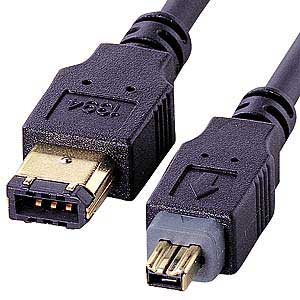 IEEE1394ケーブル(6pin-4pin・2m・ブラック)