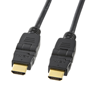 コネクタが回転し金メッキプラグの、イーサネット対応ハイスピードHDMI 3Dケーブル(2m) KM-HD20-3D20 サンワサプライ