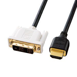 コンパクトコネクタとスリムケーブルのHDMI-DVIケーブル(3m) サンワサプライ