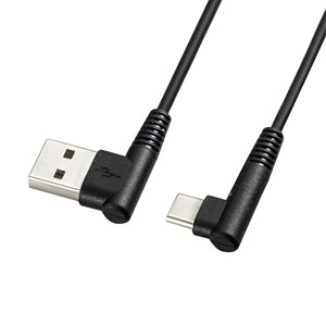 USB TypeC - USB Aケーブル(L字コネクタ・ブラック・1m)