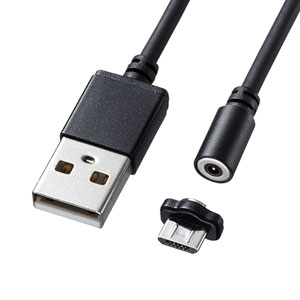 マグネット脱着式microUSBケーブル（超小型・1m）