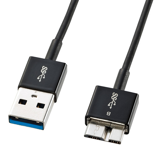 USB3.0ケーブル(A-microB・超極細タイプ・ブラック・0.3m)