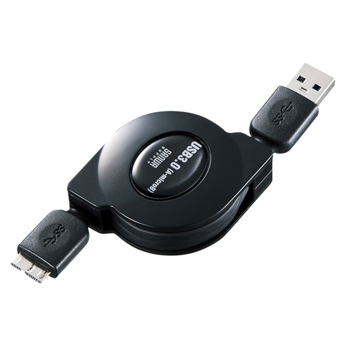 USB3.0マイクロ巻取りケーブル(ブラック・1m)