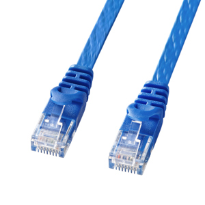 フラットLANケーブル(CAT6・10m・ブルー) サンワサプライ