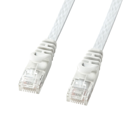 【サンワサプライ】CAT6LANケーブル(フラット・15m・ホワイト)