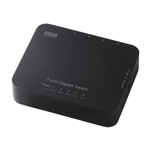 LANハブ(スイッチング・最大5ポート・Gigabit対応・AUTO-MDIX機能・回線・小型・スリム・コンパクト・ブラック) LAN-GIH5APN サンワサプライ