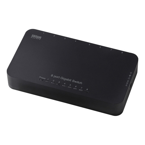LANハブ(スイッチング・Gigabit対応・最大8ポート・回線・AUTO-MDIX機能・スリム・コンパクト・小型・ブラック) LAN-GIH8APN サンワサプライ