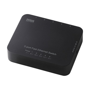 LANハブ(最大5ポート・スイッチング・回線・小型・コンパクト・スリム・AUTO-MDIX機能・ブラック) LAN-SWH5APN サンワサプライ