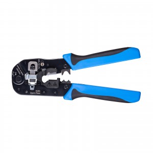 かしめ工具（貫通式RJ-45コネクタ用・UTPコネクタ・STPコネクタ対応・ケーブル芯線用カッター・ラチェット付き）LAN-TL22