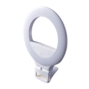 LEDリングライト（クリップタイプ・角度調整・自撮り・スマホ/タブレット取付・色調整・USB充電式・テレビ会議・Zoom・Youtube・TikTok・Skype）
