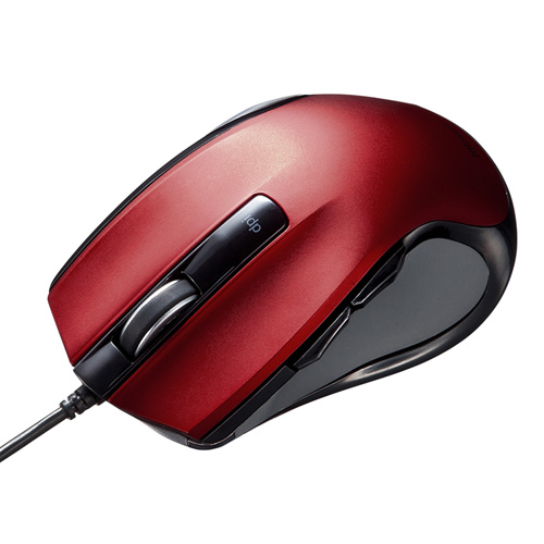 有線ブルーLEDマウス(5ボタン・レッド) MA-BL11R サンワサプライ
