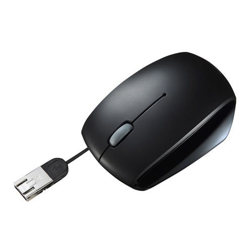 ブルーLEDマウス(有線・ブラック・ケーブル巻取り・micro USB変換・PC・タブレット・Android対応) MA-BLMA10BK サンワサプライ